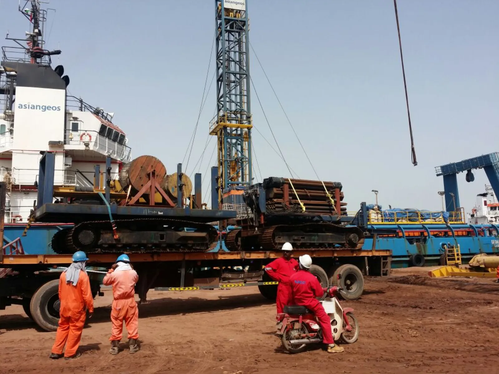 ASIANGEOS branded vessel during offshore equipment mobilisation