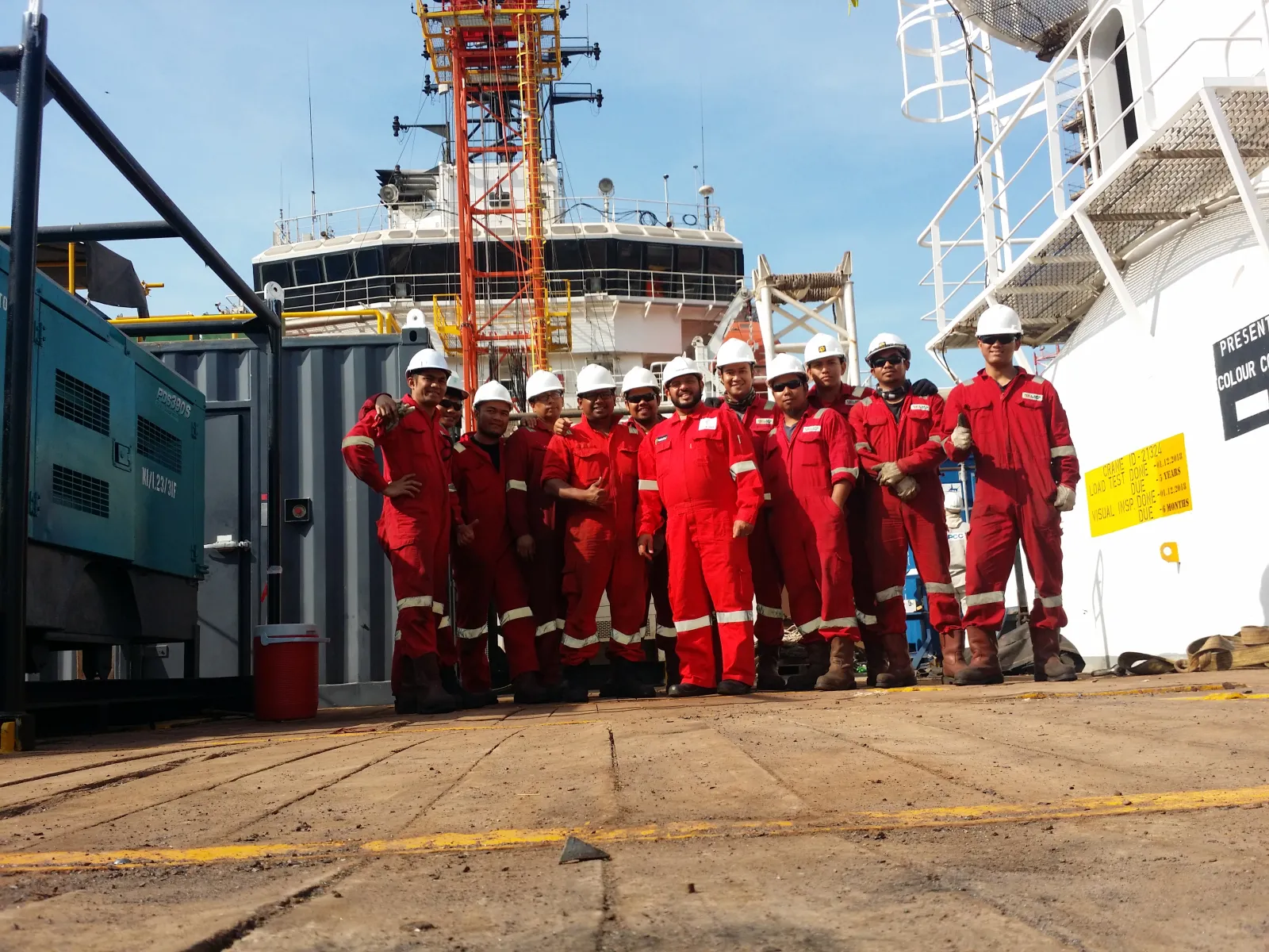 ASIANGEOS offshore team in front of survey support vessel
